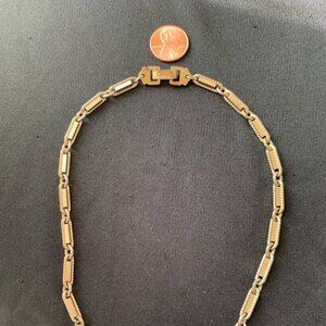 Vintage Barclay Gold-Tone Link Necklace, Signed Designer, Mid-Century Style